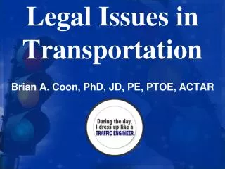 Legal Issues in Transportation