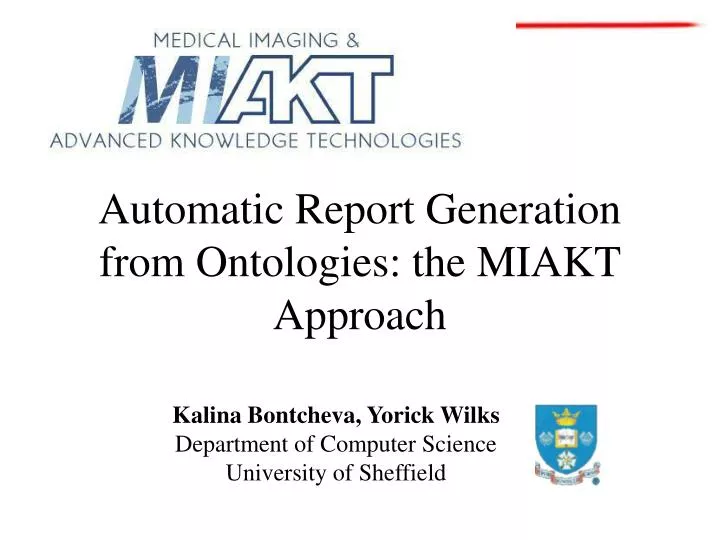 automatic report generation from ontologies the miakt approach