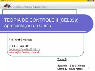 teoria de controle ii cel039 apresenta o do curso