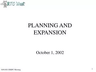 PLANNING AND EXPANSION October 1, 2002
