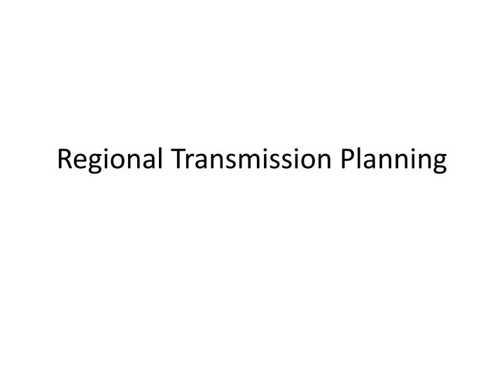 regional transmission planning