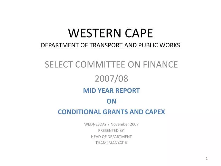 western cape department of transport and public works