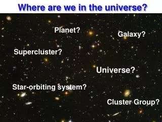 Where are we in the universe?