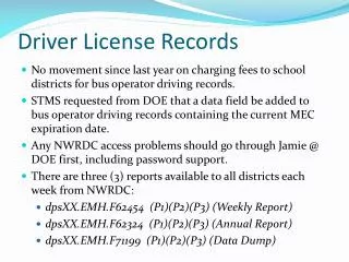 Driver License Records