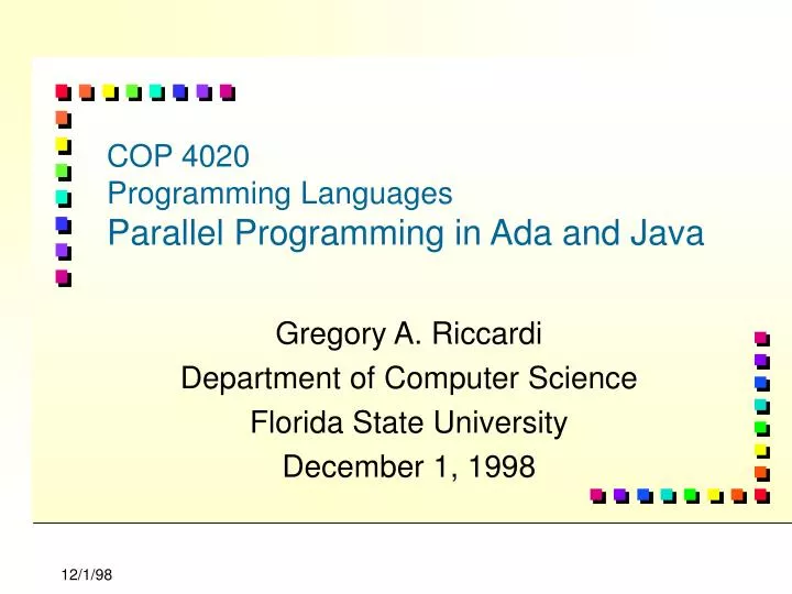 cop 4020 programming languages parallel programming in ada and java