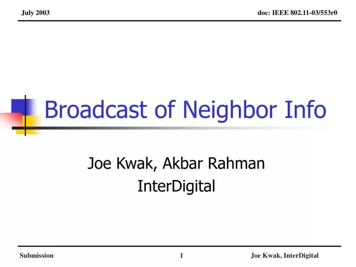 broadcast of neighbor info