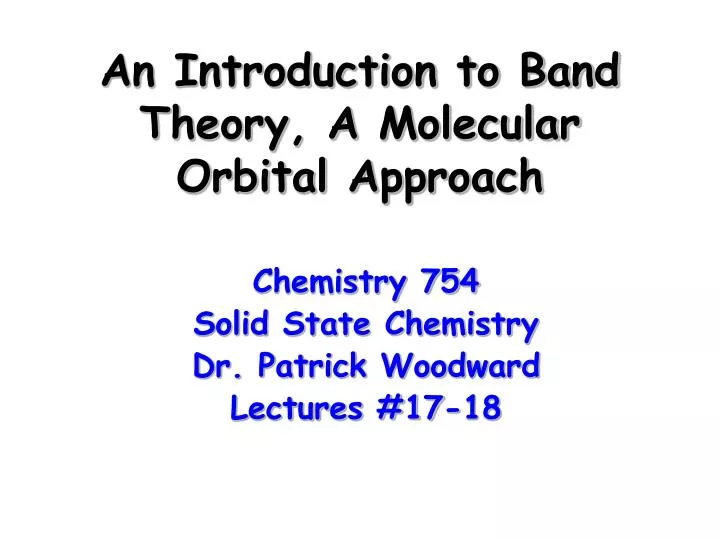 an introduction to band theory a molecular orbital approach