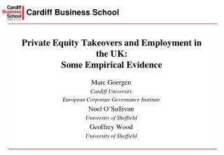 Private Equity Takeovers and Employment in the UK: Some Empirical Evidence