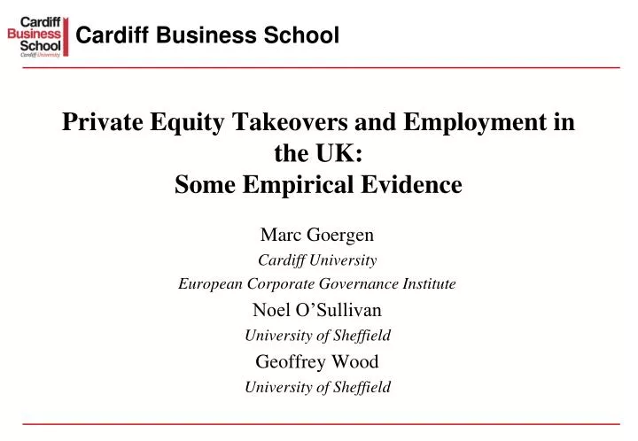 private equity takeovers and employment in the uk some empirical evidence