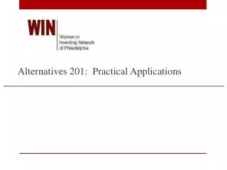 Alternatives 201: Practical Applications