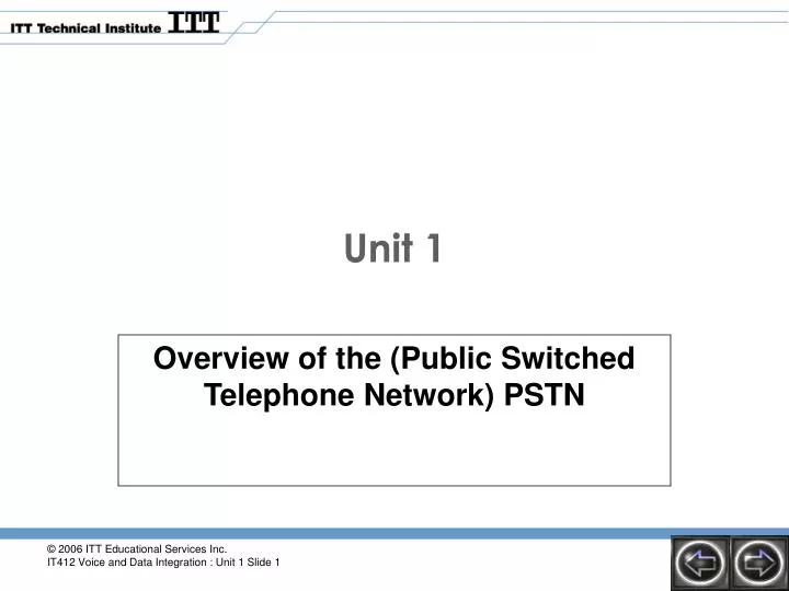 overview of the public switched telephone network pstn