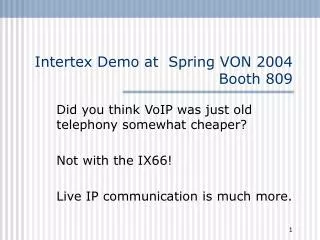 Intertex Demo at Spring VON 2004 Booth 809