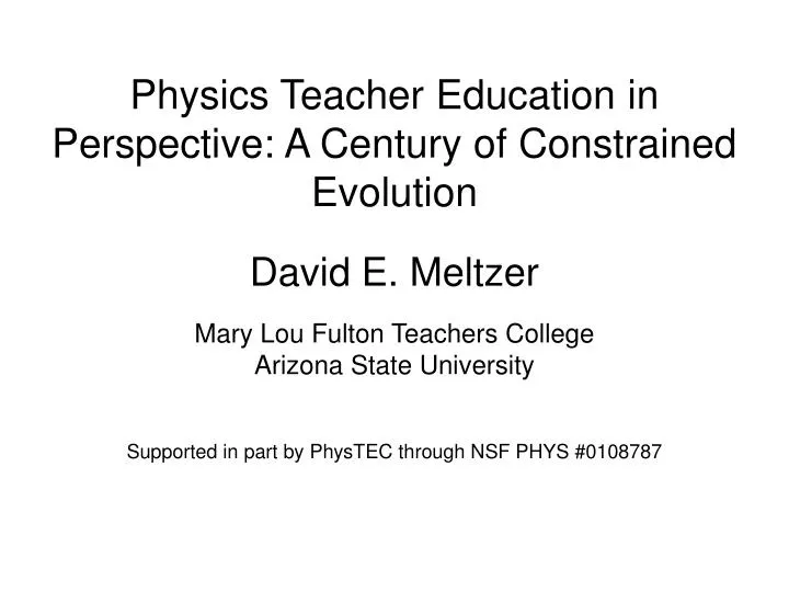 physics teacher education in perspective a century of constrained evolution