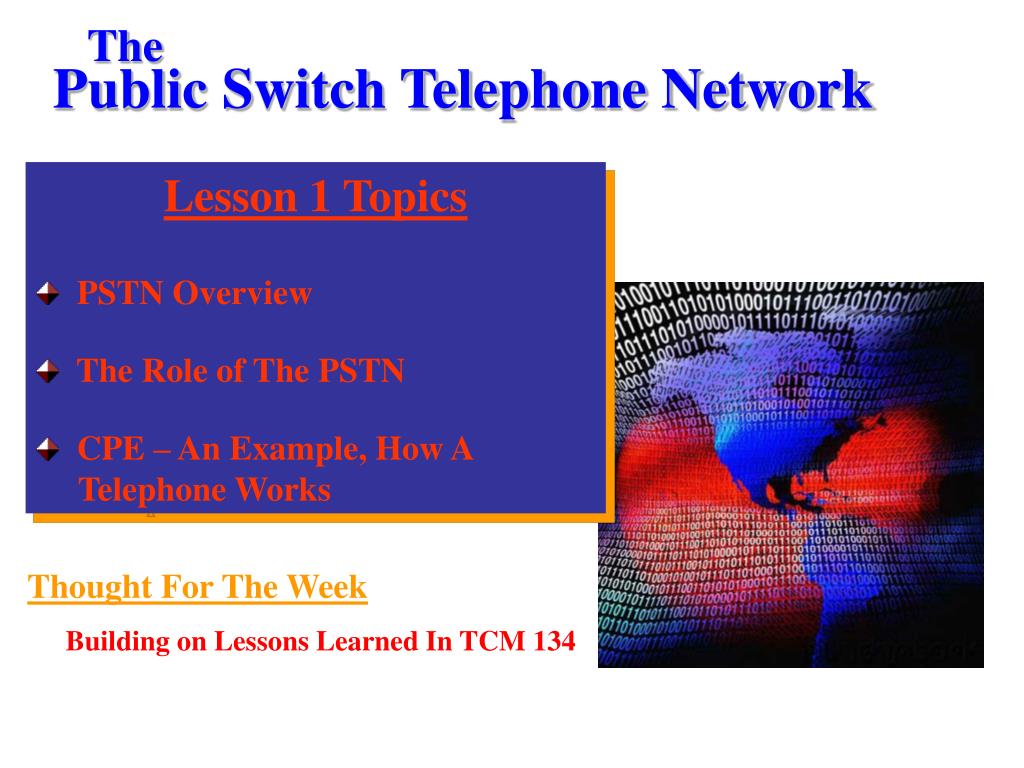 PPT - Lesson 1 Topics PSTN Overview The Role of The PSTN CPE – An ...
