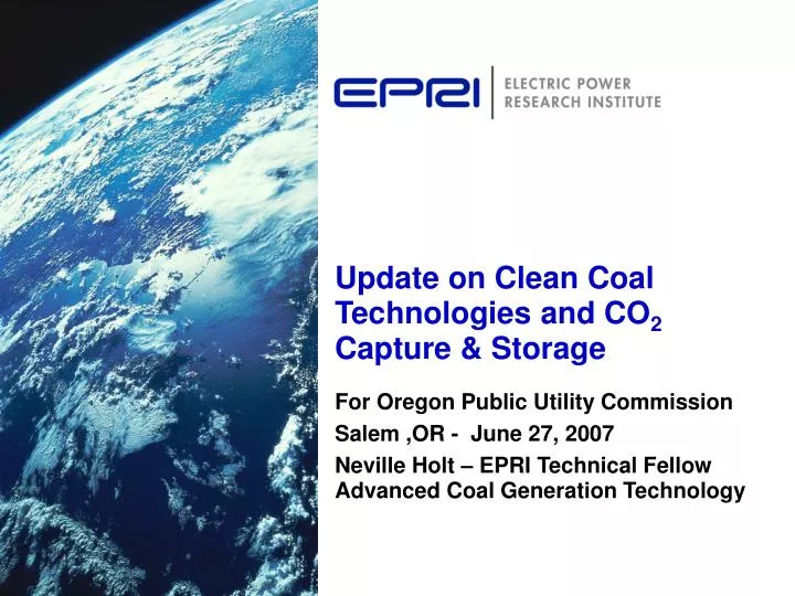 update on clean coal technologies and co 2 capture storage