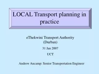 LOCAL Transport planning in practice