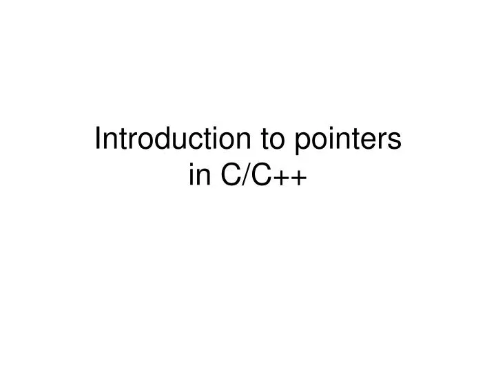 introduction to pointers in c c