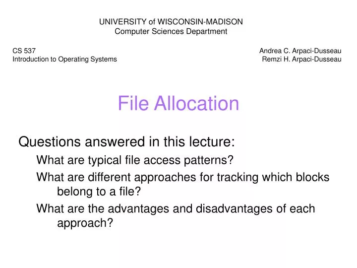 file allocation