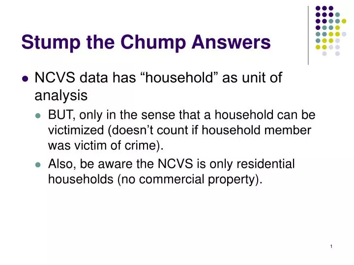stump the chump answers