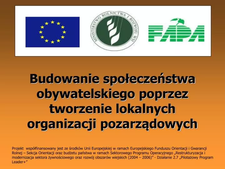 budowanie spo ecze stwa obywatelskiego poprzez tworzenie lokalnych organizacji pozarz dowych