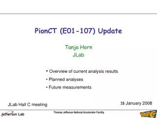 PionCT (E01-107) Update