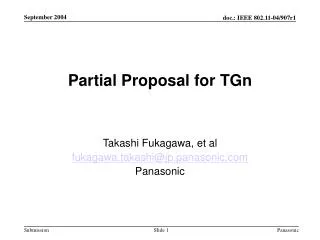 Partial Proposal for TGn