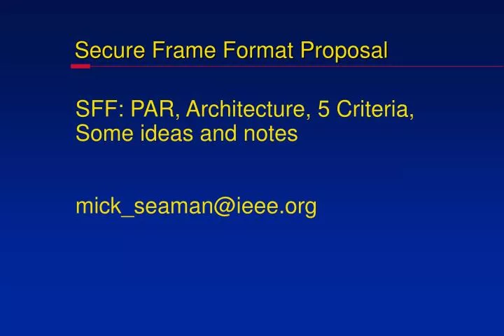 secure frame format proposal