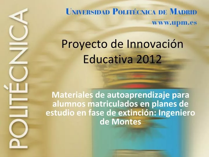 proyecto de innovaci n educativa 2012