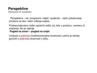 perspektive prema prof r ivan evi u