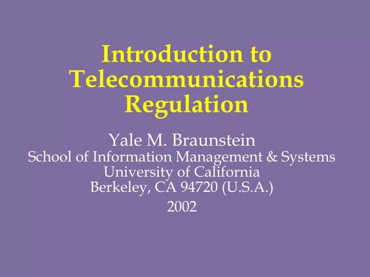 introduction to telecommunications regulation