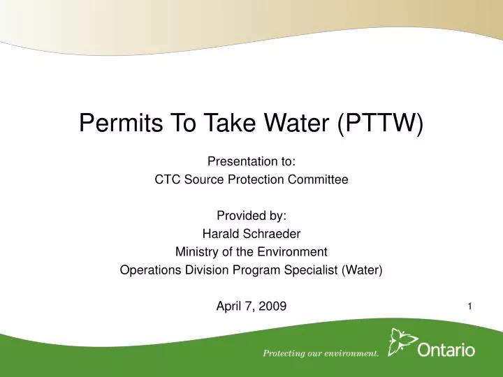 permits to take water pttw
