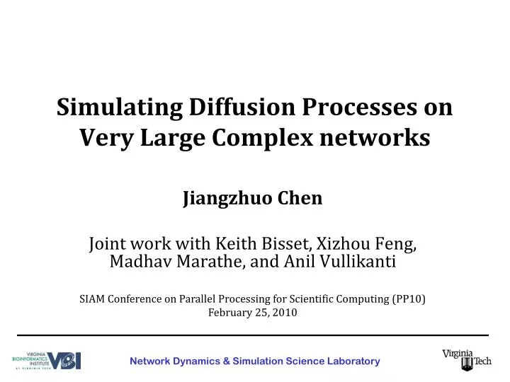 simulating diffusion processes on very large complex networks