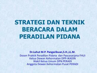 strategi dan teknik beracara dalam peradilan pidana