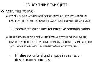 POLICY THINK TANK (PTT)