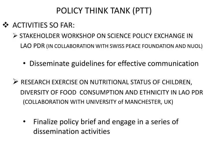 policy think tank ptt