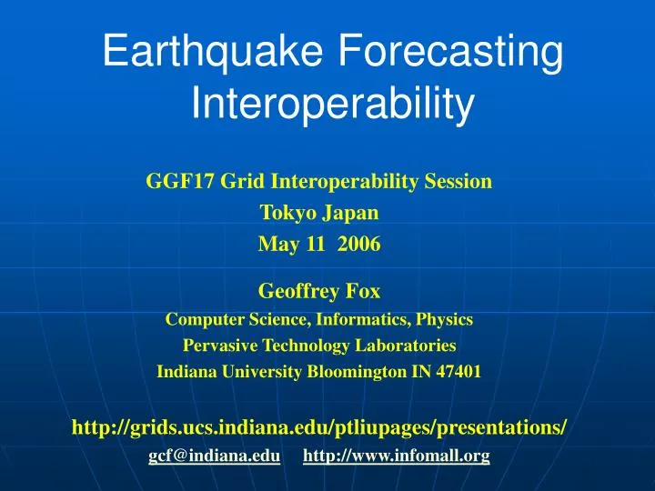 earthquake forecasting interoperability