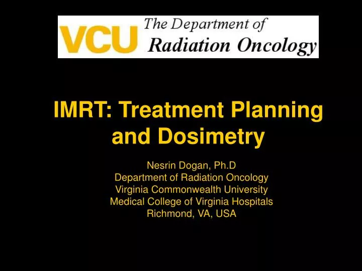 imrt treatment planning and dosimetry