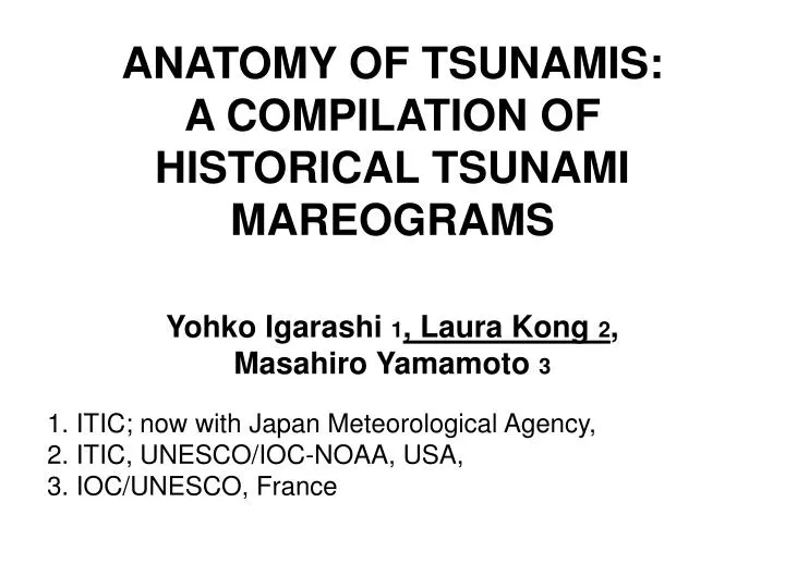 anatomy of tsunamis a compilation of historical tsunami mareograms