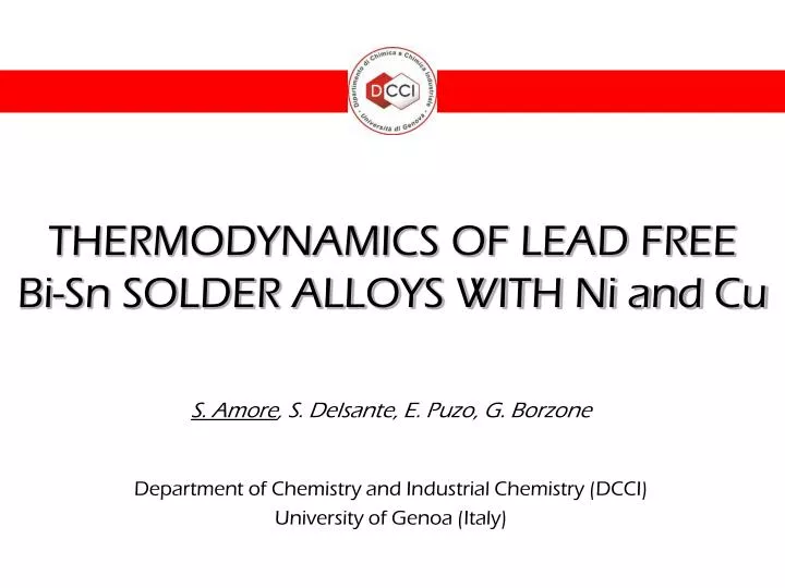 thermodynamics of lead free bi sn solder alloys with ni and cu