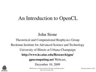 An Introduction to OpenCL