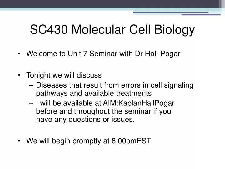 sc430 molecular cell biology