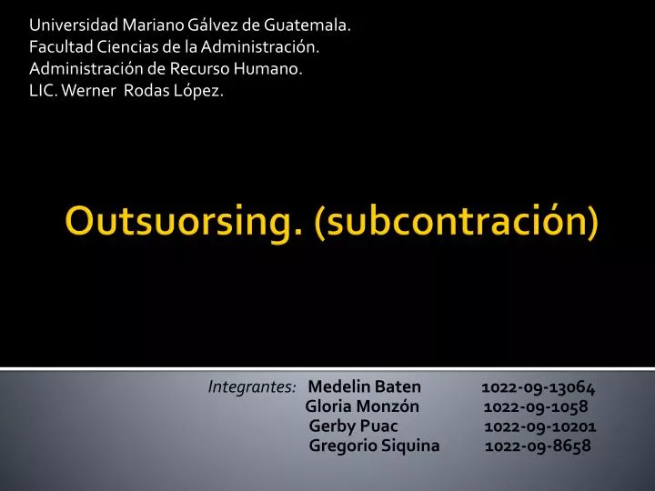 outsuorsing subcontraci n