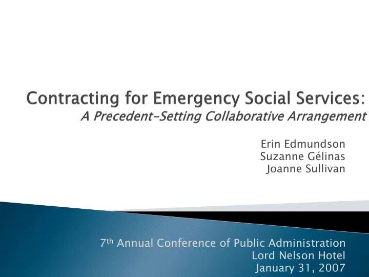 contracting for emergency social services a precedent setting collaborative arrangement