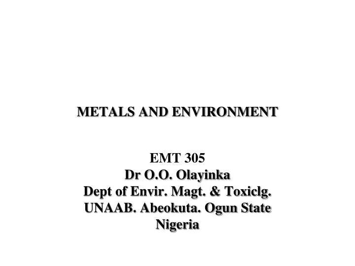 metals and environment