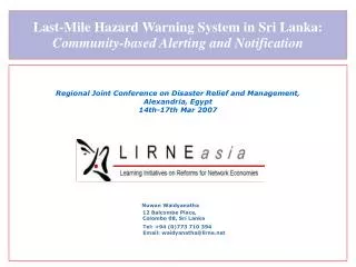 Last-Mile Hazard Warning System in Sri Lanka: Community-based Alerting and Notification