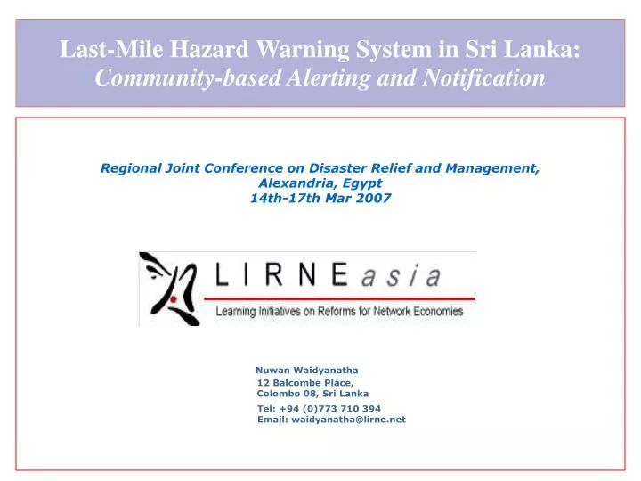 last mile hazard warning system in sri lanka community based alerting and notification