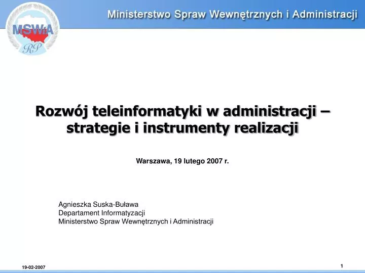 rozw j teleinformatyki w administracji strategie i instrumenty realizacji