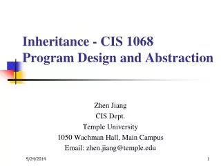 Inheritance - CIS 1068 Program Design and Abstraction