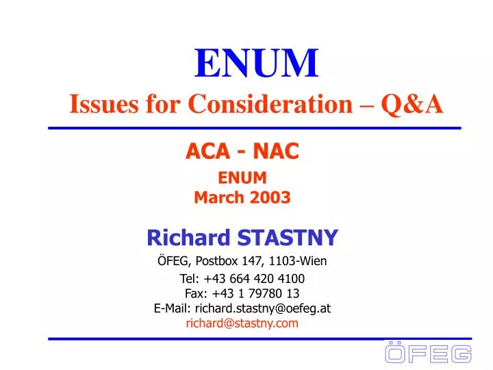 enum issues for consideration q a