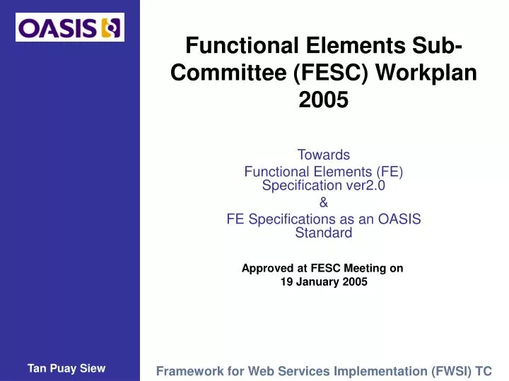 functional elements sub committee fesc workplan 2005